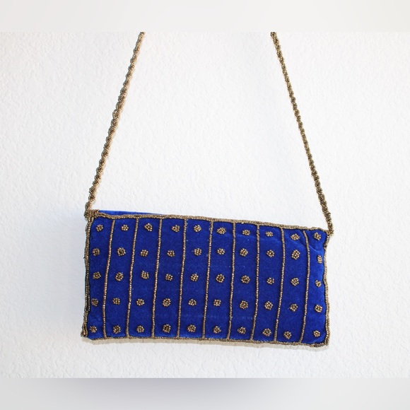 Crossbody blue and golden embroidery bag - Picture 2 of 7